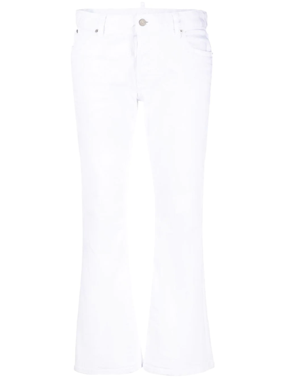 Shop Dsquared2 Bootcut Cropped Trousers In White