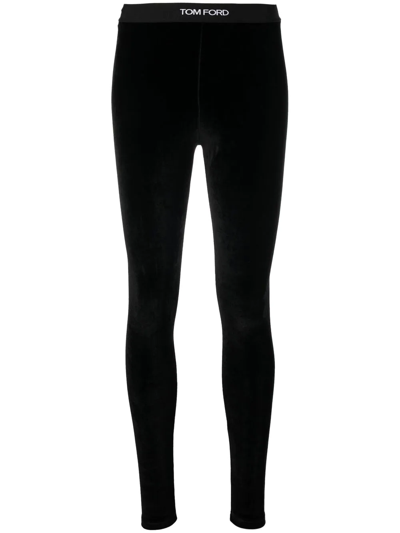 Shop Tom Ford Logo-waistband High-waisted Leggings In Black
