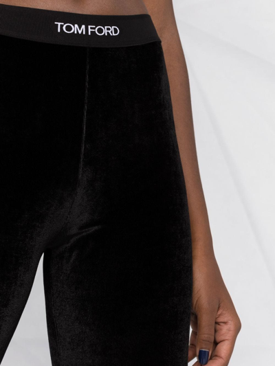 Shop Tom Ford Logo-waistband High-waisted Leggings In Black