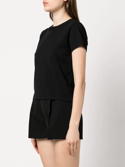 Shop Alexander Wang Rubberised Logo Cotton T-shirt In Black