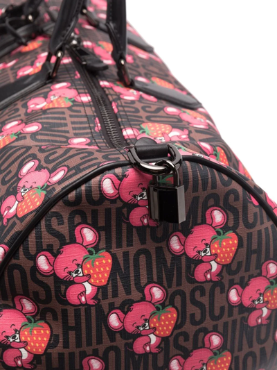 Shop Moschino Strawberry Love Holdall Bag In Pink