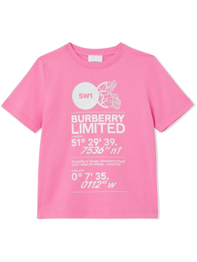 Shop Burberry Logo-print Short-sleeve T-shirt In Pink