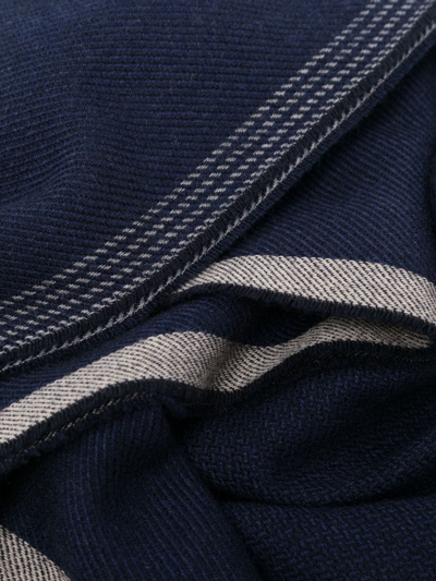 Shop Brunello Cucinelli Wool Fringed Scarf In Blue