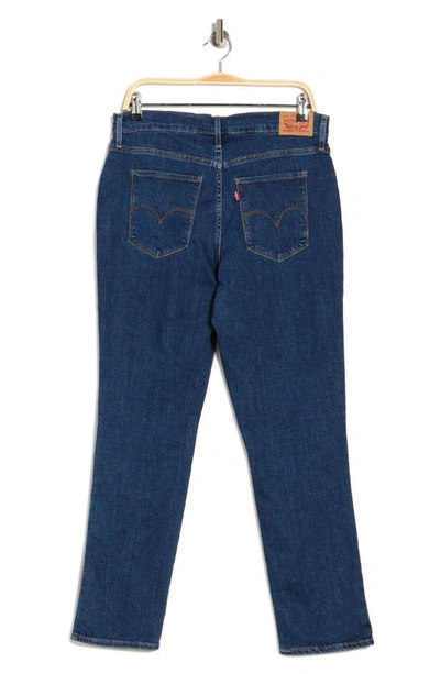 Shop Levi's® 724 Distressed High Rise Straight Leg Jeans In Z1533 Dark Indigo