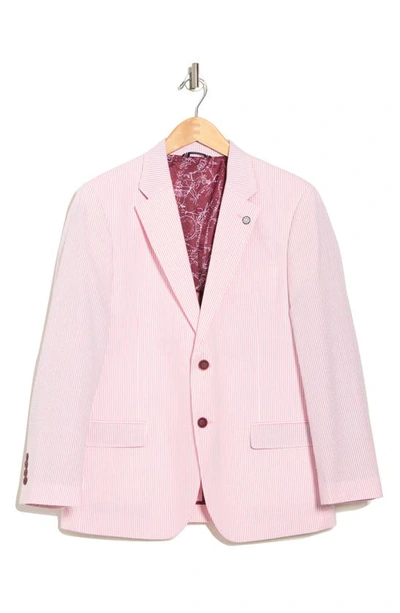 Shop Nautica Seersucker Stripe Cotton Blend Jacket In Pink