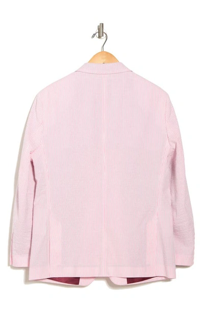 Shop Nautica Seersucker Stripe Cotton Blend Jacket In Pink