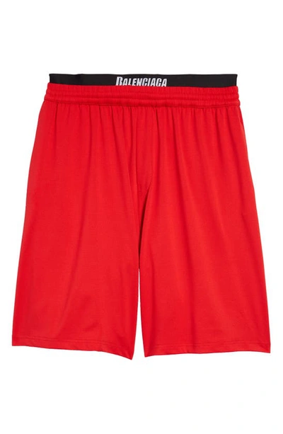 Balenciaga Technical-mesh Jersey Swim Shorts In Red