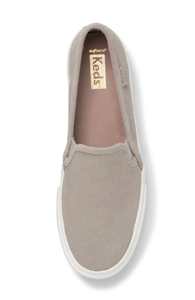 Shop Keds Double Decker Perforated Slip-on Sneaker In Grey Suede