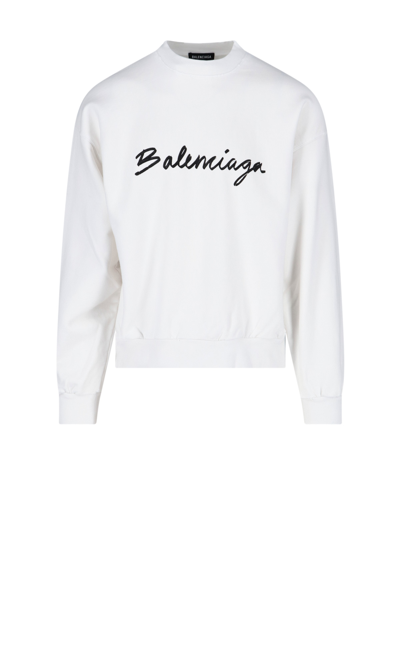 Shop Balenciaga Logo Crew Neck Sweatshirt