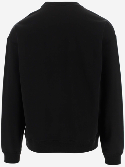 Shop Versace La Greca Cotton Jersey Sweatshirt In Nero