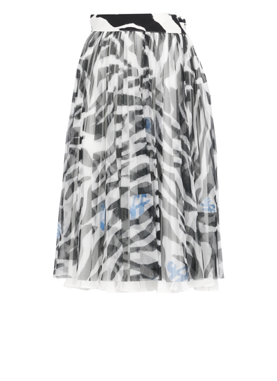 Shop Off-white Pleated Skirt In White Blac