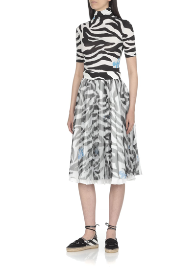 Shop Off-white Pleated Skirt In White Blac