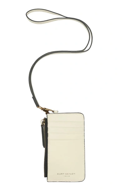 Shop Kurt Geiger London Quilted Leather Cardholder With Strap In Natural