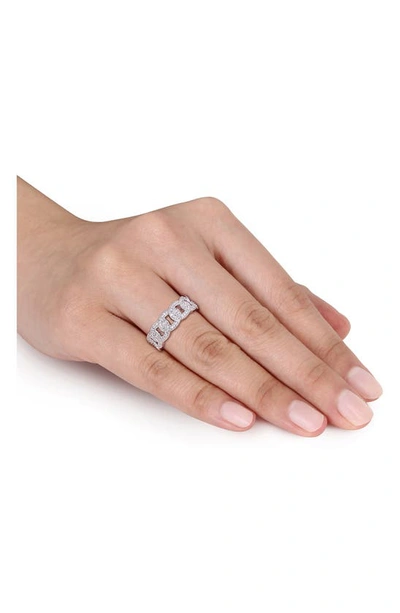 Delmar Sterling Silver Diamond Link Ring In Silver