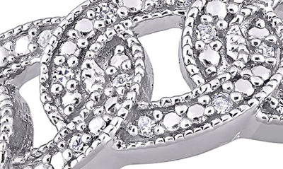 Delmar Sterling Silver Diamond Link Ring In Silver