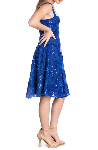 Shop Dress The Population Adelina Sequin Fit & Flare Dress In Electric Blue M