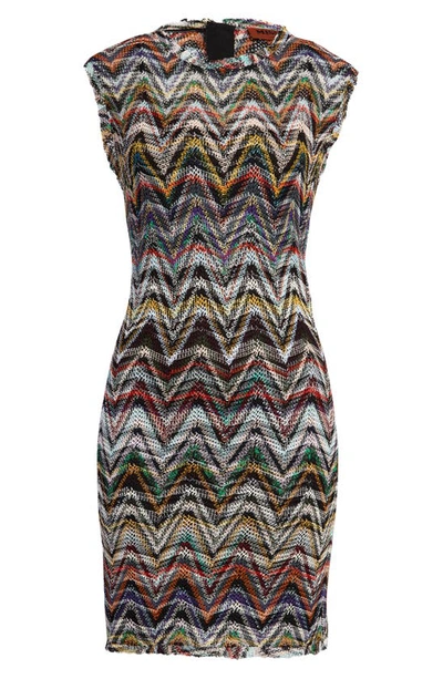 Shop Missoni Chevron Stripe Sleeveless Knit Sheath Dress In Telaio Giorno Multicolor