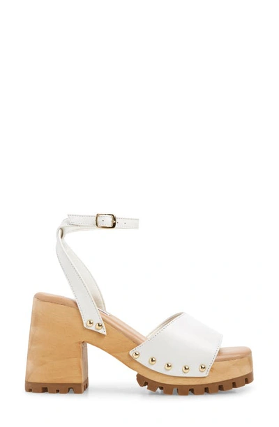 Shop Steve Madden Ocala Ankle Strap Platform Sandal In White Leather