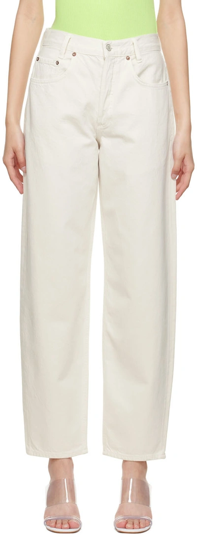 Shop Agolde Off-white Tapered Jeans In Drum (off White)