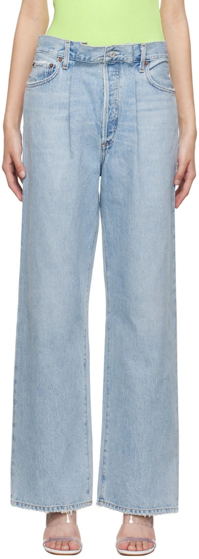 Shop Agolde Blue Dax Jeans In Sideline (clean Pale