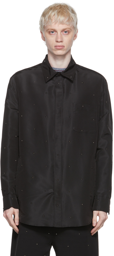 Shop Valentino Black Silk Shirt In 0no Nero