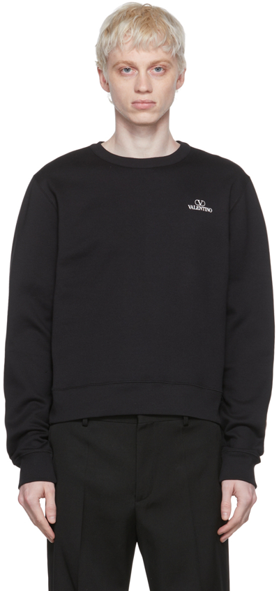 Shop Valentino Black Cotton Sweatshirt In 0no Nero
