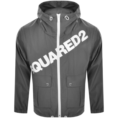 Shop Dsquared2 Logo Windbreaker Jacket Grey