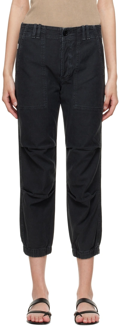 Shop Citizens Of Humanity Black Agni Trousers In Washed Black (washed