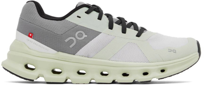 On Gray & Green Cloudrunner Low-top Sneakers In Frost | Aloe