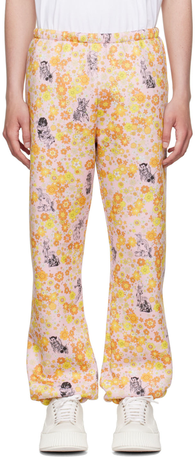 Shop Liberal Youth Ministry Pink Polyester Lounge Pants In Orange Multi