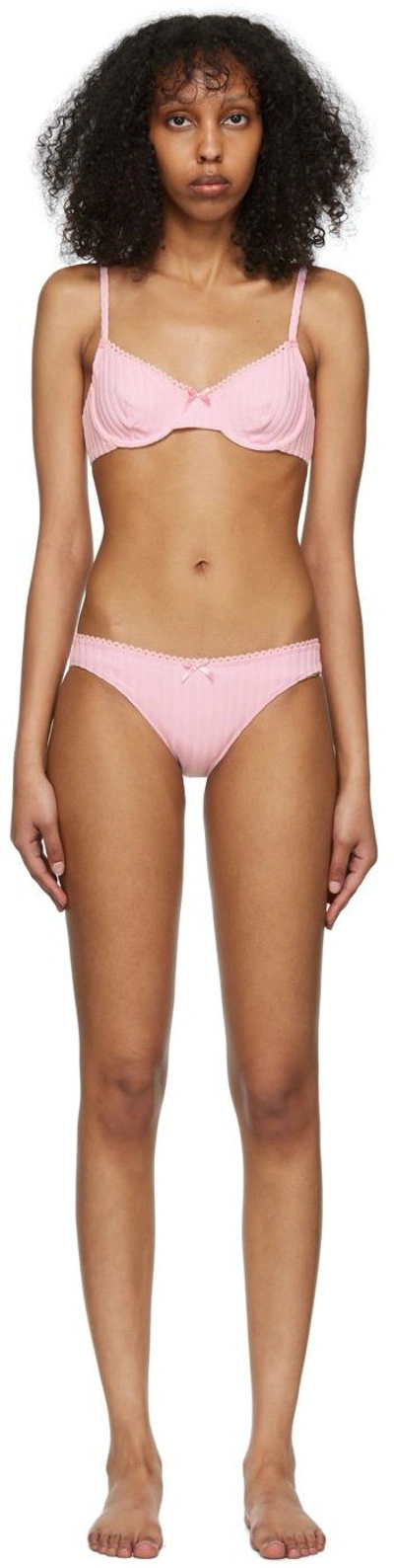 Shop Solid & Striped Pink Daphne Bikini In Cotton Candy