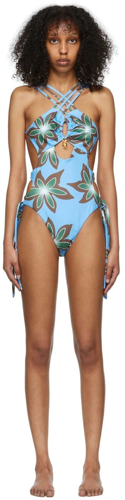 Shop Chopova Lowena Ssense Exclusive Blue One-piece Swimsuit