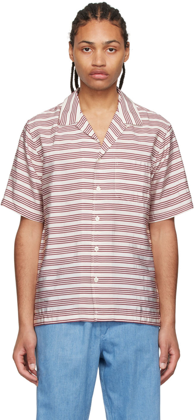 Shop Soulland White & Red Orson Shirt In White/red Stripes