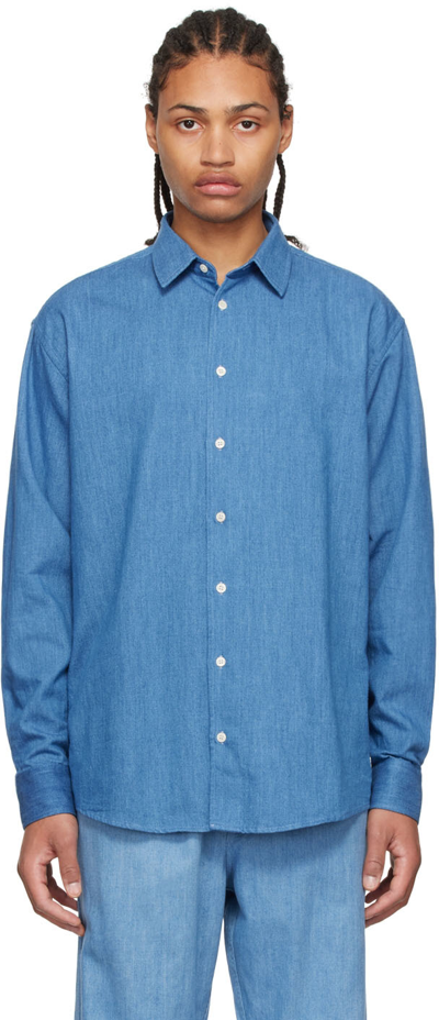 Shop Soulland Blue Damon Shirt