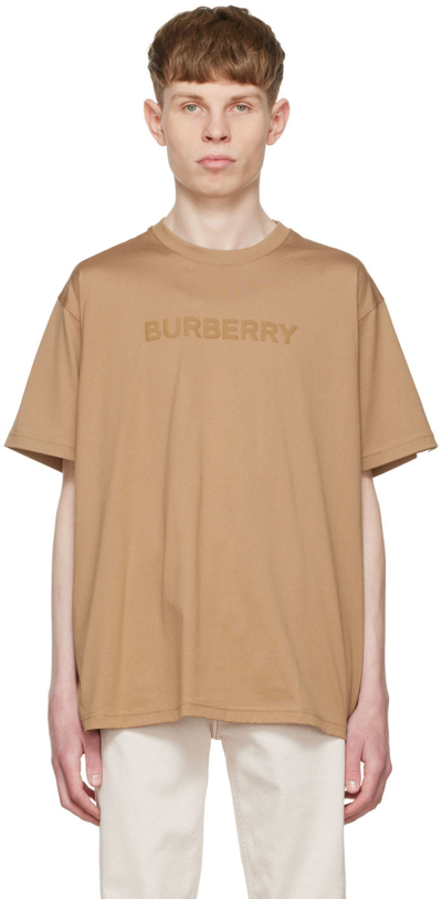 Shop Burberry Brown Cotton T-shirt In Camel