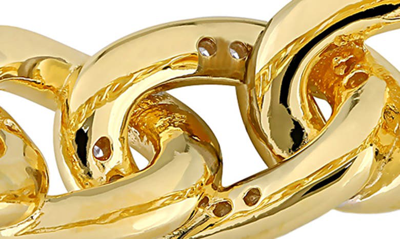 Delmar 18k Yellow Gold Plated Sterling Silver Diamond Link Ring In Yellow