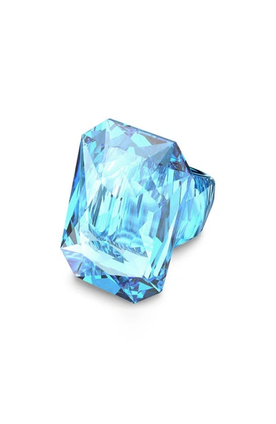 Swarovski Lucent Cocktail Ring Oversized Crystal Blue In Light Aquamarine