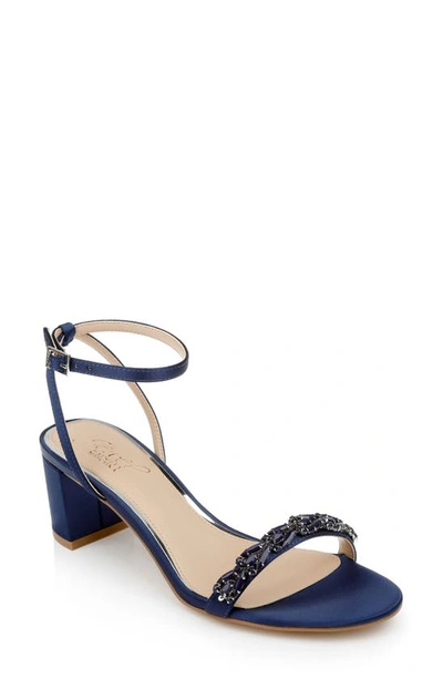 Shop Jewel Badgley Mischka Danni Ankle Strap Sandal In Navy Satin