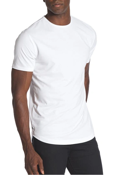 Shop Cuts Ao Curve Hem Cotton Blend T-shirt In White