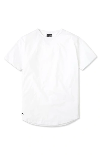 Shop Cuts Ao Curve Hem Cotton Blend T-shirt In White