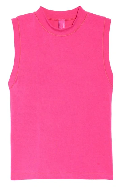 Skims Stretch Cotton Jersey Mock Neck Tank In Raspberry