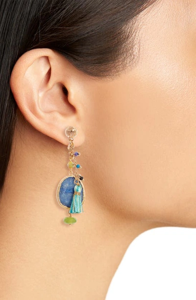 Shop Gas Bijoux Serti Pondicherie Earrings In Blue Mix