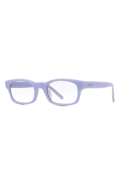 Shop Givenchy 49mm Blue Rectangular Blue Light Blocking Glasses In Shiny Milky Lilac