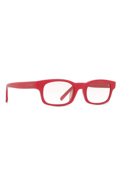 Shop Givenchy 49mm Blue Rectangular Blue Light Blocking Glasses In Shiny Red