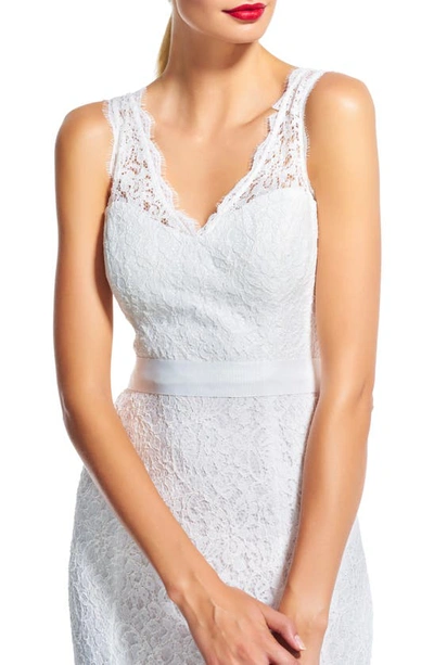 Shop Adrianna Papell Sleeveless Lace Overlay Illusion Gown In Ivory