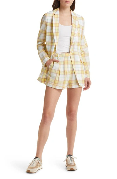 Shop Rag & Bone Ivy Plaid High Waist Cotton Shorts In Yellow Plaid