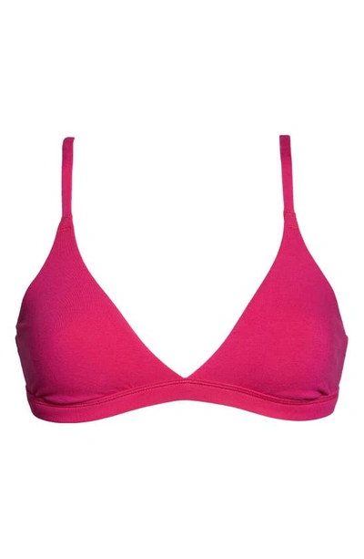 Skims Stretch Cotton Triangle Bralette In Raspberry