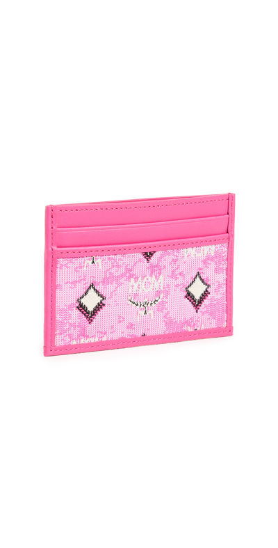 Shop Mcm Portuna Card Case Mini In Pink