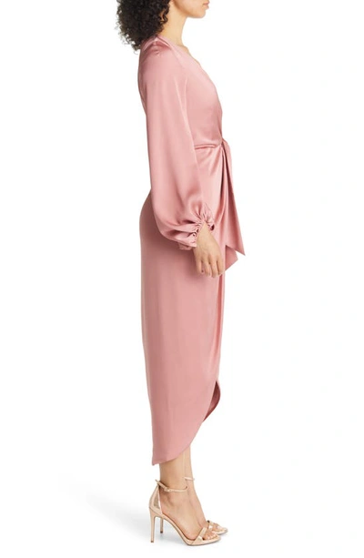 Shop Shona Joy Tie Front Balloon Sleeve Dress In Rose