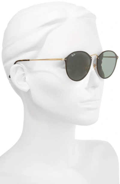 Shop Ray Ban Blaze 59mm Round Sunglasses In Gold/ Green
